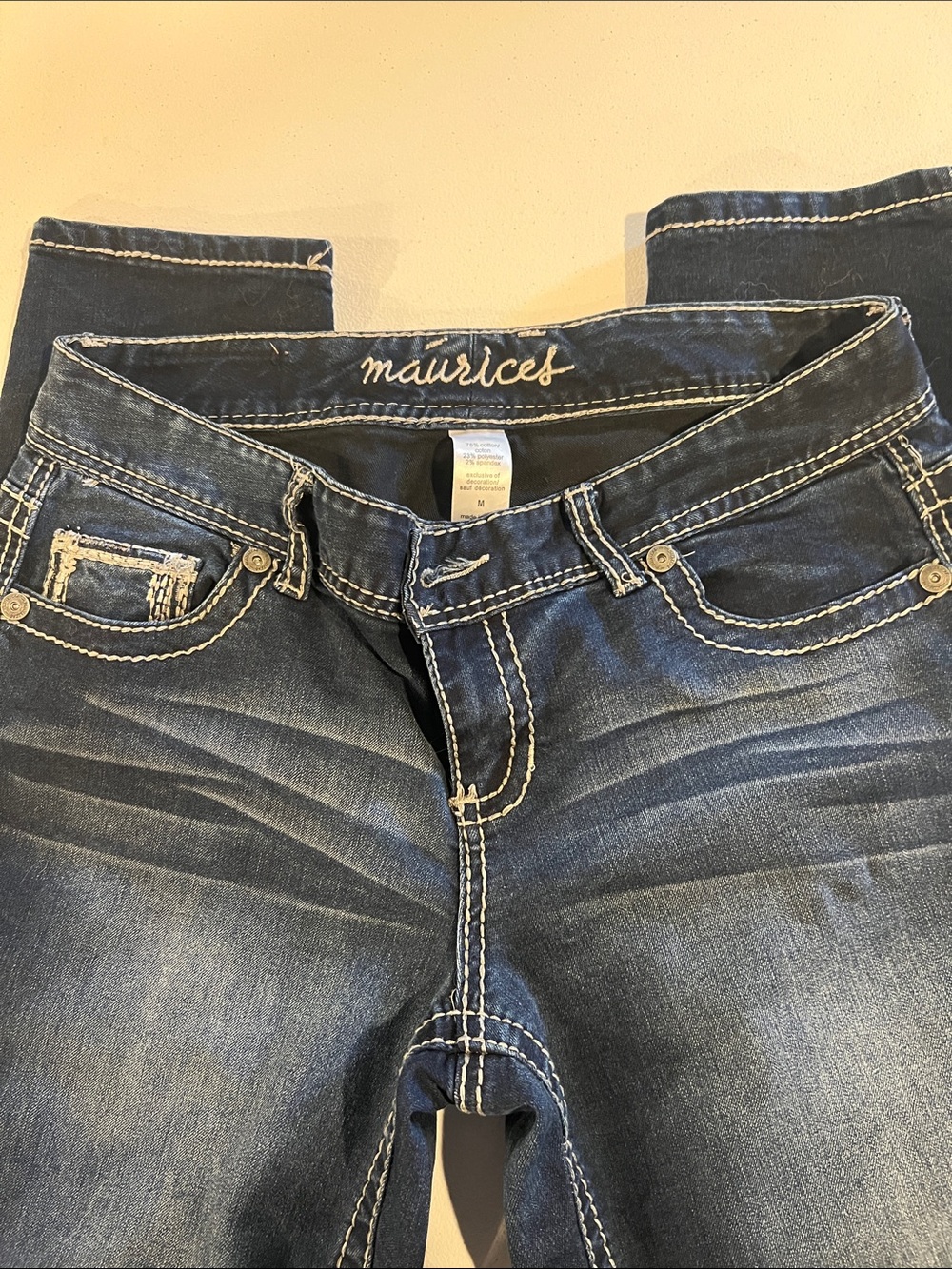 Maurices Blue Denim Jeans with White Stitching